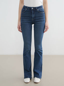 Y?ksek Bel Flare Kad?n Jean Pantolon