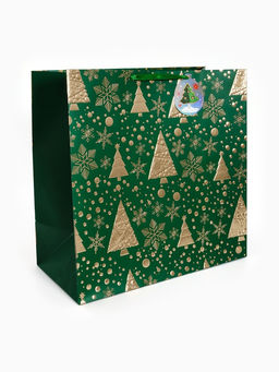 Пакет подарочный с шильдиком «Новогодний», 40 × 40 × 20 см, тиснение, конгрев, 3D-эффект