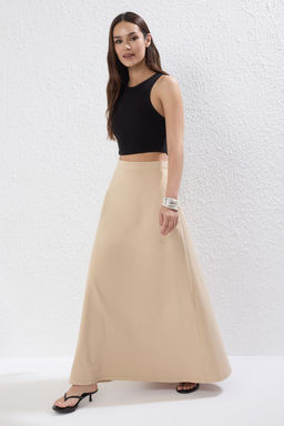 TRENDYOLMILLA Kahverengi Volanl? Maxi Denim Etek TWOSS25ET00005  фото 2