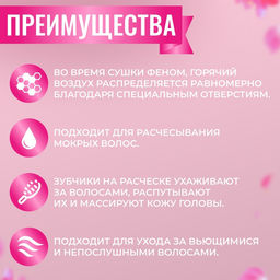 Расчёска массажная, широкая, продуваемая, 8.5×20.5(±1) см, чёрная