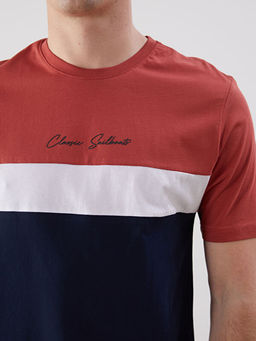 Bisiklet Yaka K?sa Kollu Renk Bloklu Erkek Ti??rt