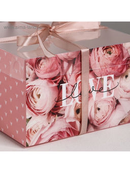 Цена за 5 шт. Коробка для капкейков, кондитерская упаковка, 4 ячейки «LOVE», 16×16×10 см
