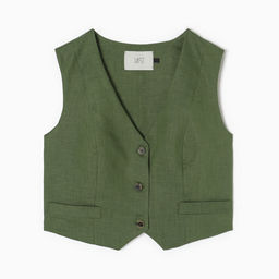 Жилет женский MIST Linen, размер 42, зелёный, лён 100%