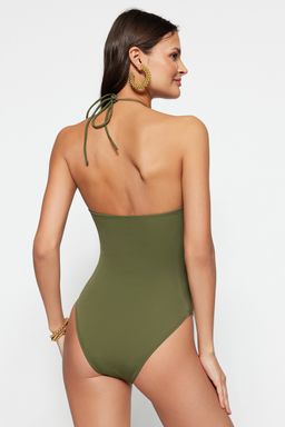 Haki Straplez Cut Out/Pencereli Normal Paca Mayo TBESS23MA00023