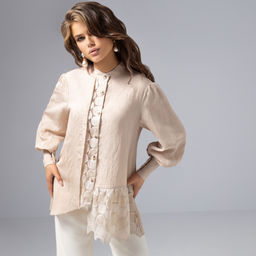 Рубашка вискозная, Кружевной повод (пульс сердца) - Charutti фото 8