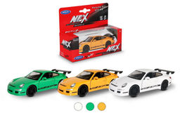 Welly. Машинка 1:38 "Porsche 911 GT3 RS" пруж. мех., арт.42397W белый с черным