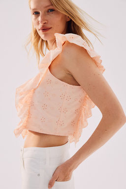 Blusa cropped con bordado ingles - H&m фото 5
