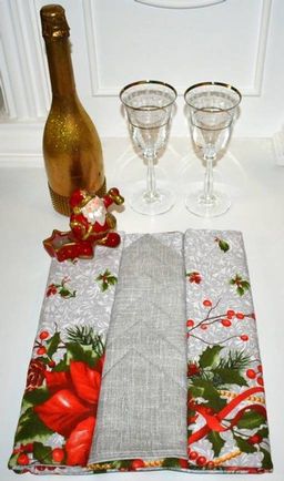 Столовый набор Новогодний:скатерть 150*180 см.+6 салф. рогожка
