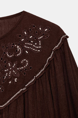 EMBROIDERED BLOUSE WITH BEADING - Zara фото 7
