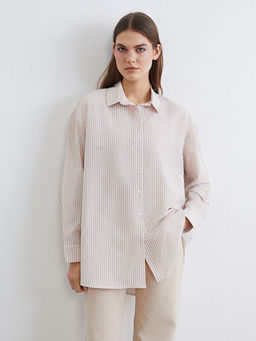 ?izgili Oversize Poplin Kad?n G?mlek Tunik