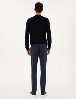 Lacivert Slim Fit Kanvas Pantolon