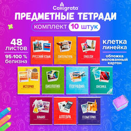 Тетради предметные Calligrata «Фото», 10 предметов, 48 листов, со справочным материалом, обложка из мелованного картона