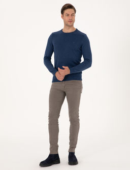 _ndigo Melanj Slim Fit Bisiklet Yaka Basic Triko Kazak
