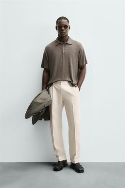 REGULAR FIT PLEATED TROUSERS