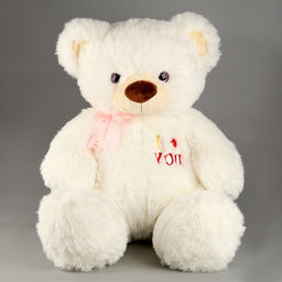 Мягкая игрушка «Медведь, я люблю тебя», 80 см, белая