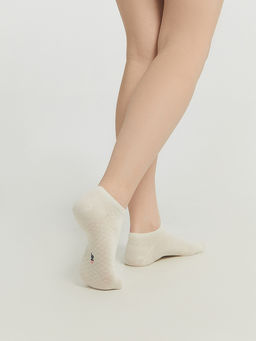 Цена за 5 пар! Носки женские в бело-молочном цвете с рисунком в виде ромбов - Mark formelle фото 2