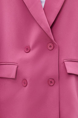 Pembe Regular Astarl? Kruvaze Kapama Dokuma Blazer Ceket TWOAW21CE0264
