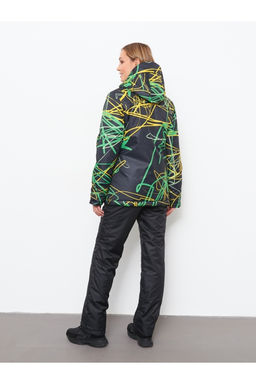 Акция -10%!!! М-155 Костюм зимний женский Принт черно/зеленый