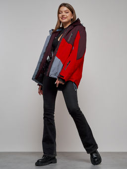 Горнолыжная куртка женская зимняя большого размера красного цвета 2308Kr - Mtforce фото 12