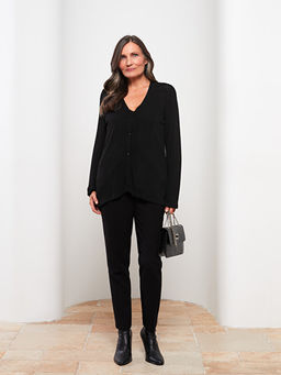 V Yaka Ajurlu Uzun Kollu Kad?n Triko H?rka