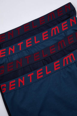 Lacivert Gentlemen Desen Lastikli 4lu Paket Pamuklu Elastanl? Boxer TMNAW26BX00001 - Trendyolmilla фото 3