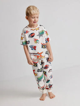 ACOOLA / Пижама детская для мальчиков Acklee белый принт