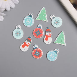 Декор для творчества дерево «Новогодний», набор 10 шт., 2.3×3 см