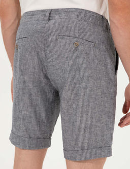 Lacivert Regular Fit Keten Kar___ml_ Bermuda _ort - Pierre cardin фото 7