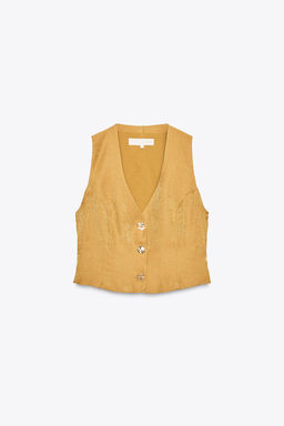 GOLD BUTTON SATIN TOP - Zara фото 16