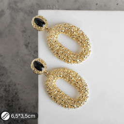 Серьги ассорти «Море», овал, чёрные в золоте