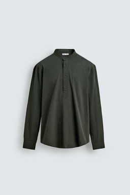 CAMISA EFECTO ARRUGADO / Khaki oscuro - Zara фото 6