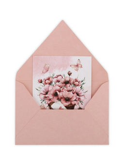 Цена за 5 шт. Конверт для денег с открыткой и наклейкой Нежные цветы, тиснение, акварельный картон, 16 х 11 см