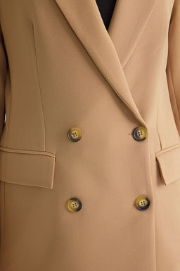 TRENDYOLMILLA Bej Regular Astarl? Kruvaze Kapama Dokuma Blazer Ceket TWOSS21CE0107  фото 4