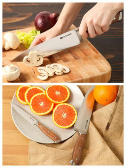 Набор ножей 2 предмета, 20 см, 12.5 см, нержавеющая сталь, рукоятка каучуковое дерево, Daniks, Wood,  фото 4