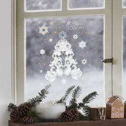 Цена за 2 шт. Наклейки новогодние «С Новым годом», с блестящей пластизолью, 29.5×42 см