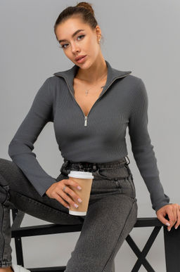 Женский джемпер в рубчик с воротником на молнии Happyfox - Happy fox фото 11