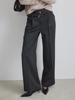 Beli Kemerli Geni? Pa?a Kad?n Pileli Pantolon