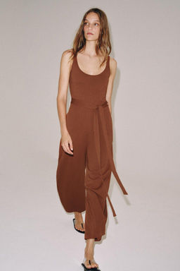 HEAVY COTTON JUMPSUIT WITH BELT - Zara фото 5