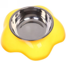 Цена за 2 шт. Миска пластиковая с металлической чашкой "Цветок" 16,5*4,2см цвет оранжевый/150 и 200мл