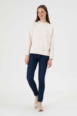 Kad_n Krem Regular Bisiklet Yaka Basic Sweatsh_rt