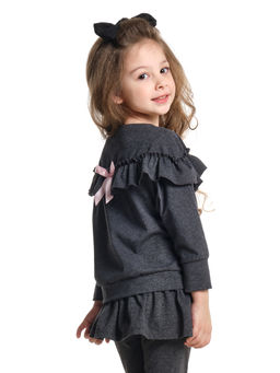 Лонгслив для девочки UD 6944 черный меланж - Mini maxi фото 2