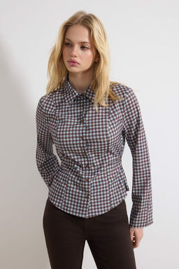 Sar?-Cok Renkli Belden Buzgulu Fitted Kollar? Genis Gomlek TWOAW26GO00013