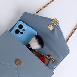 Сумка женская мессенджер на магните, 20×6×13 см, голубая