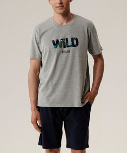 ATLANTIC NMP-396 Пижама мужская Wild серый меланж + темно-синий