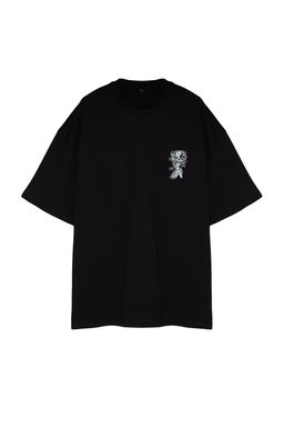 TRENDYOL MAN Buyuk Beden Siyah Oversize/Genis Kesim Uzak Dogu Bask?l? %100 Pamuklu T-shirt TMNSS24BF00032 - Trendyolmilla фото 8