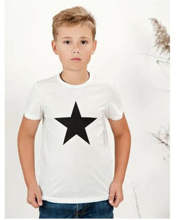 Футболка д/м принт "Звезда", цвет белый, 100% х/б