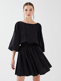 Bisiklet Yaka D?z K?sa Kollu Kad?n Elbise