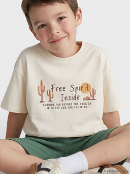 Bisiklet Yaka Bask?l? Erkek ?ocuk Ti??rt