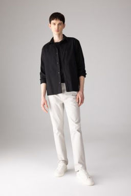 Gabardin Chino Kanvas Pantolon Regular Fit Fermuar Cepli Duz Paca