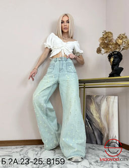 Джинсы широкие с высокой посадкой